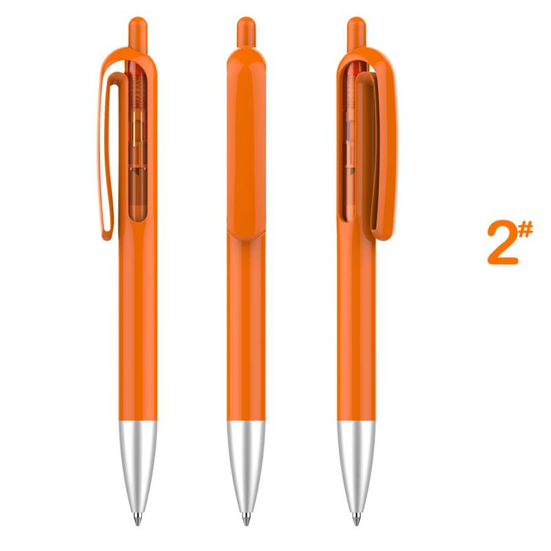 Retractable Window Vision Plastic Pen - Orange Barrel with Orange Window