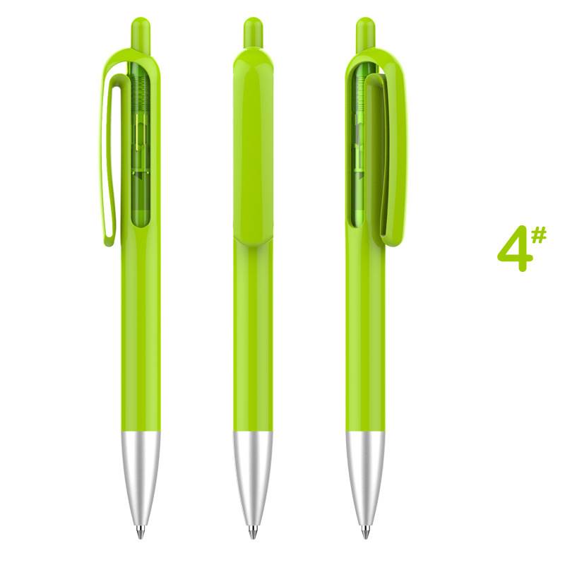 Retractable Window Vision Plastic Pen - Light Green Barrel with Light Green Window