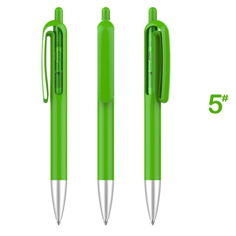 Retractable Window Vision Plastic Pen - Green Barrel with Green Window