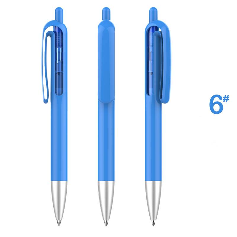 Retractable Window Vision Plastic Pen - Blue Barrel with Blue Window