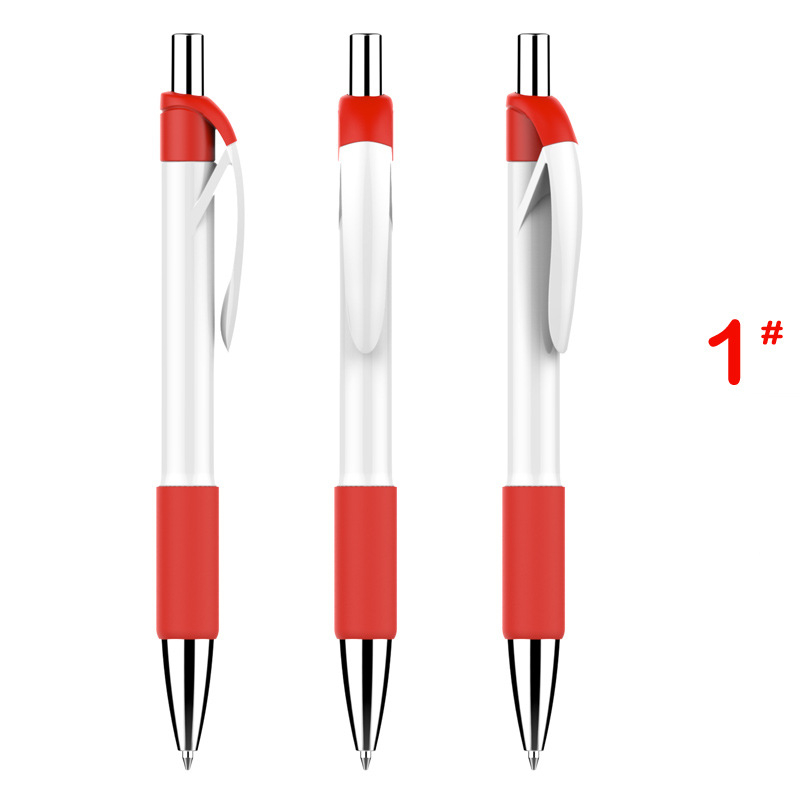 Economical Minimalist Advertising Pen - White Barrel with Red Grip