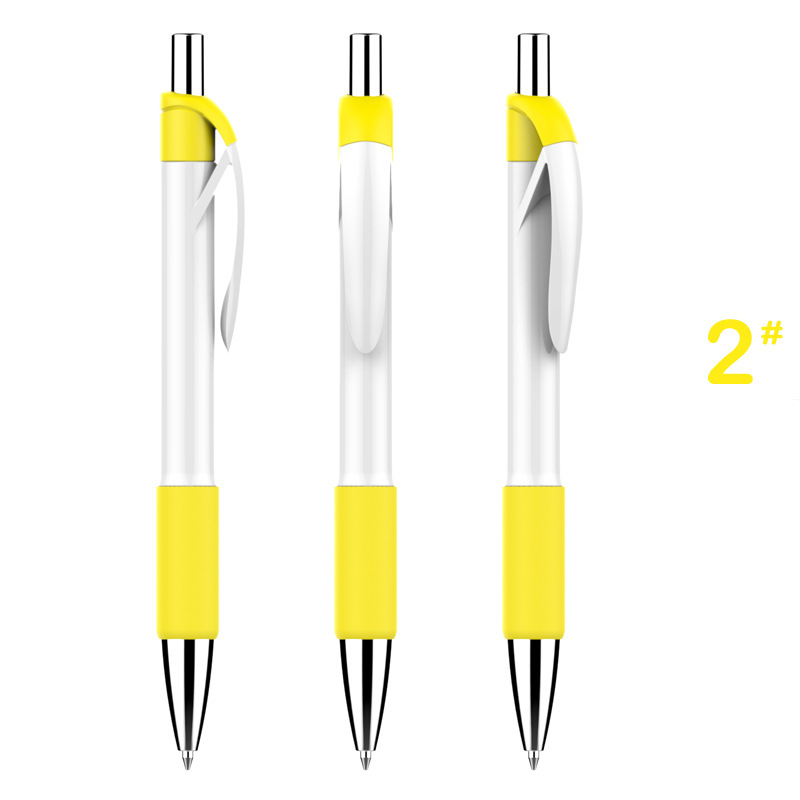 Economical Minimalist Advertising Pen - White Barrel with Yellow Grip