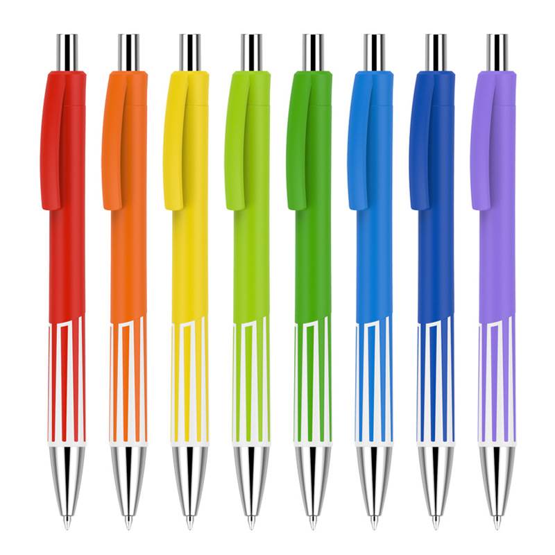 Colorful Striped Retractable ABS Pen - Colorful Pen Barrel