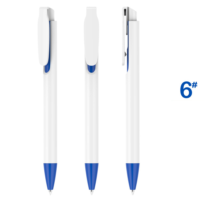 Retractable Clip Gifting Plastic Pen - White Barrel with Dark Blue Accessories