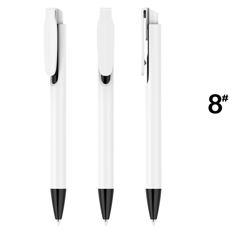 Retractable Clip Gifting Plastic Pen - White Barrel with Black Accessories