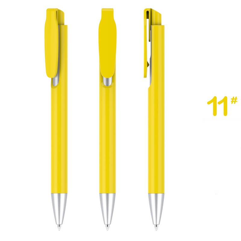 Retractable Clip Gifting Plastic Pen - Yellow Barrel with Silver Accessories
