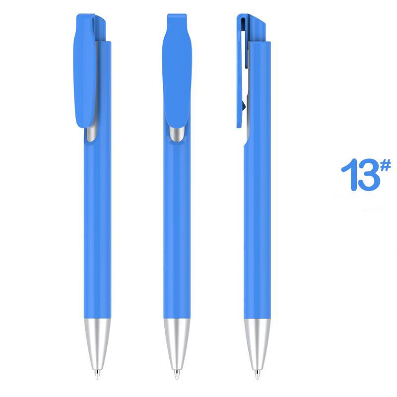 Retractable Clip Gifting Plastic Pen - Blue Barrel with Silver Accessories