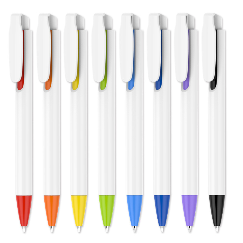 Retractable Clip Gifting Plastic Pen - White Pen Barrel