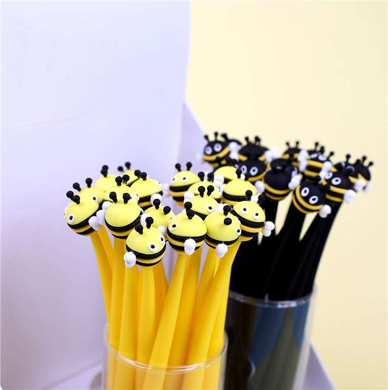 Cartoon Bees Gel Pens in Pen Holder