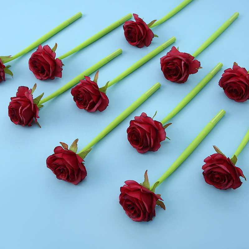 Artificial Red Rose Gel Pen - Flower Head