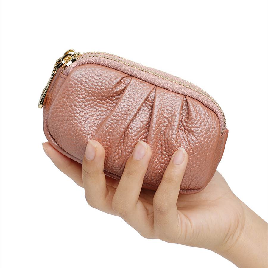 Double Zipper Lychee Pattern Coin Bag - Handheld Size