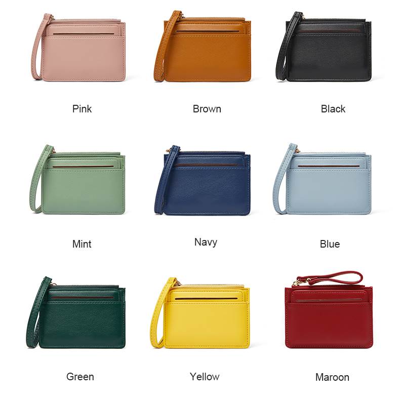 Top Zip Card Case with Wristlet - Various Colors