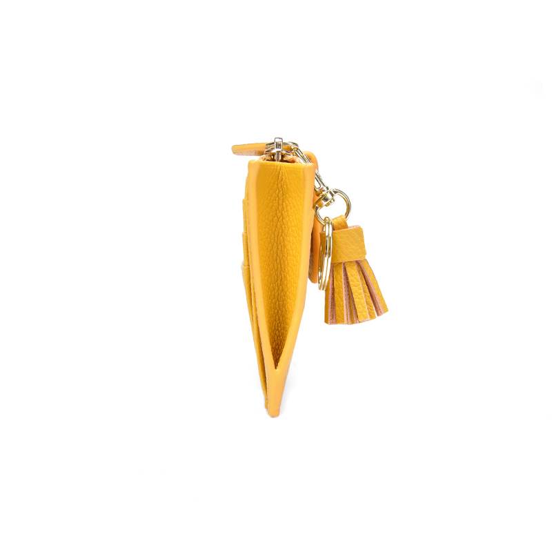 Zippered Card Case with Keyring and Tassel - Side View