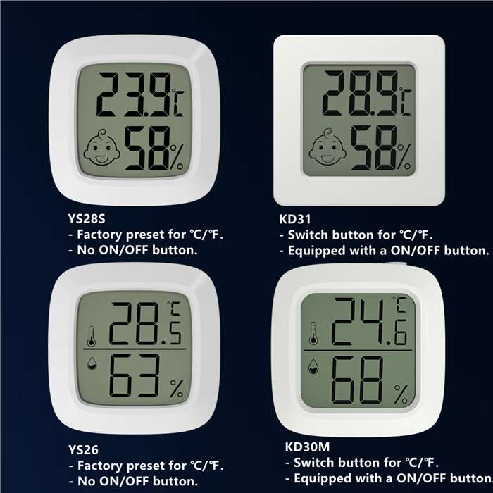 Magnetic Mini Electronic Hygrometer Square Shape