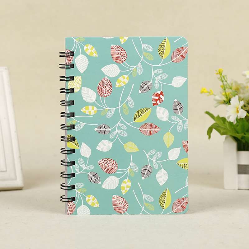 Fresh Floral Hard Cover Spiral Bound Schedule Notebook - Green Leaves