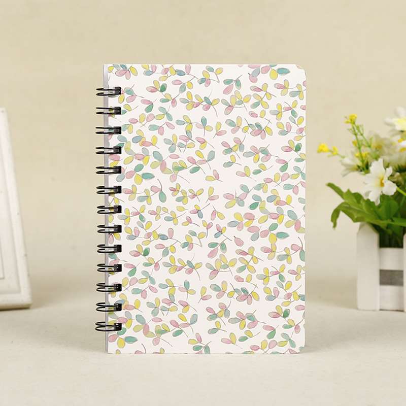 Fresh Floral Hard Cover Spiral Bound Schedule Notebook - Colorful Leaves