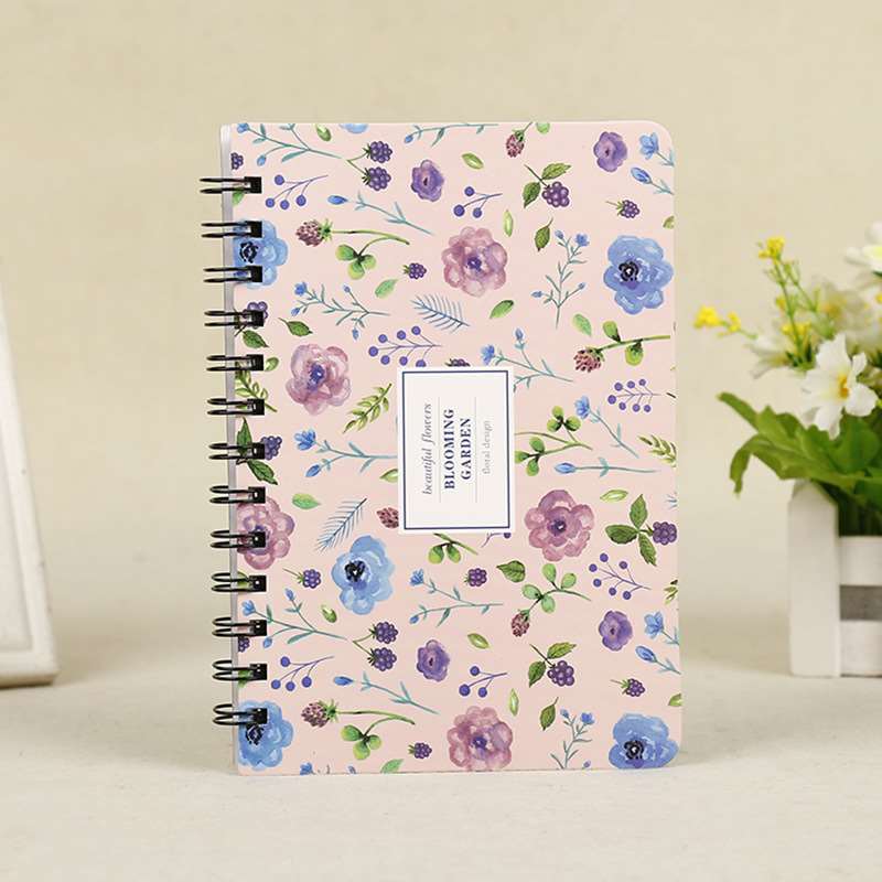 Fresh Floral Hard Cover Spiral Bound Schedule Notebook - Pink Flowers
