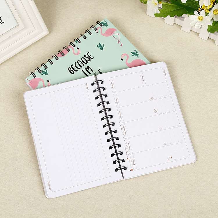 Fresh Floral Hard Cover Spiral Bound Schedule Notebook - Inside Pages