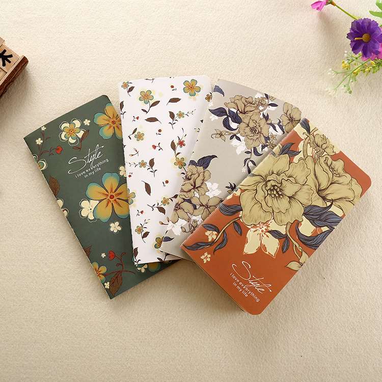 Vintage Floral Kraft Paper Wire Bound Notebook - Colors