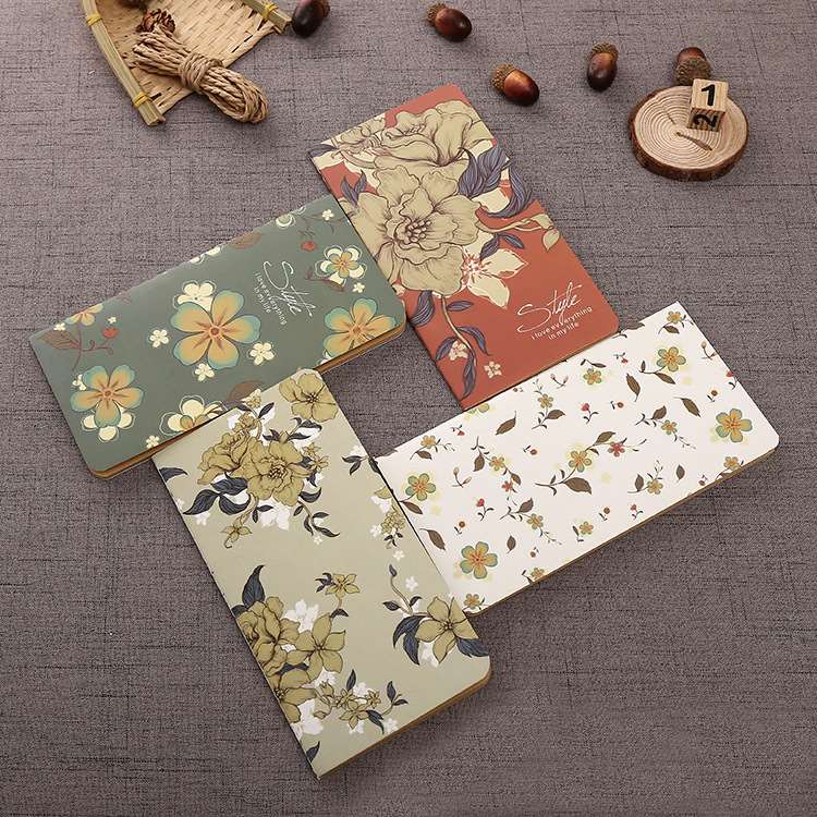 Vintage Floral Kraft Paper Wire Bound Notebook - Patterns