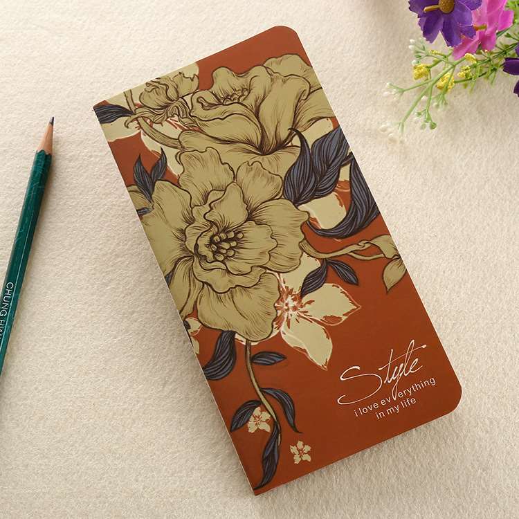 Vintage Floral Kraft Paper Wire Bound Notebook - Vintage Red