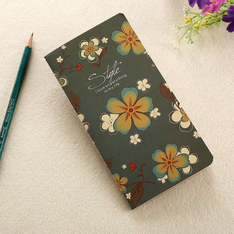 Vintage Floral Kraft Paper Wire Bound Notebook - Vintage Green