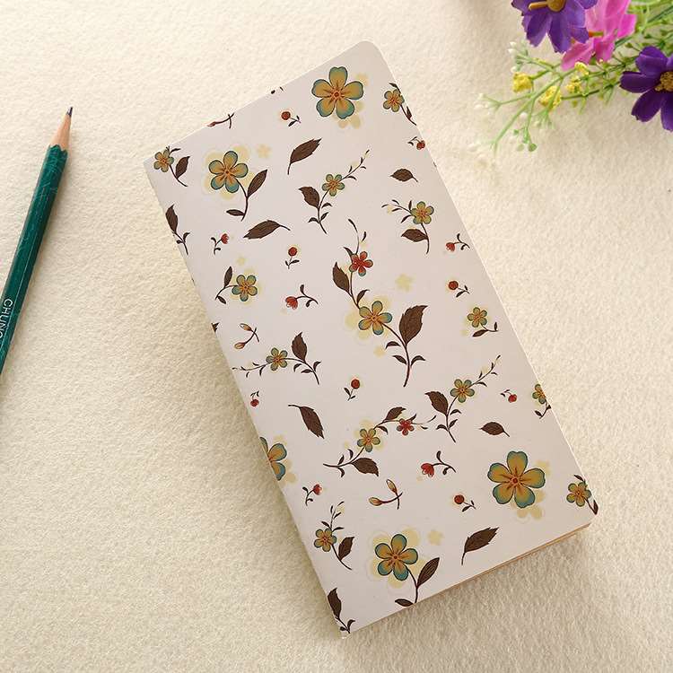 Vintage Floral Kraft Paper Wire Bound Notebook - White