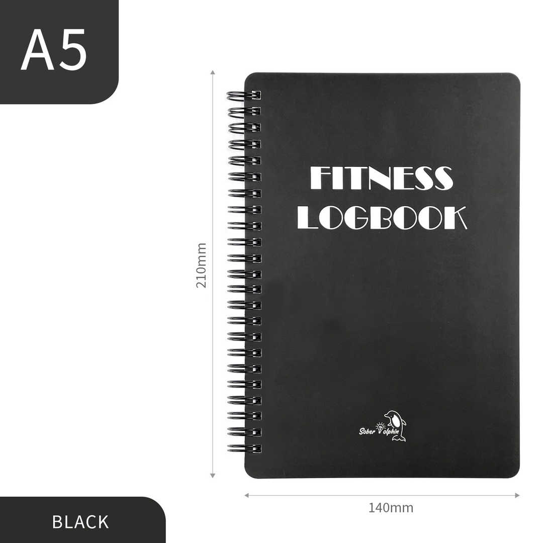 Hard Cover Fitness Journal Spiral Bound Notebook - Black