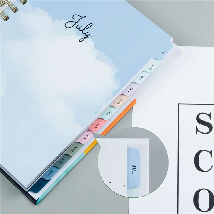 Ins Minimalism Style Monthly Planner Spiral Bound Notebook - Dividers