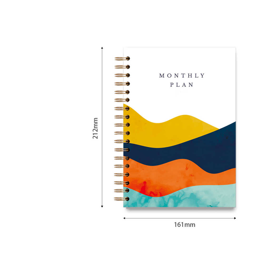 Ins Minimalism Style Monthly Planner Spiral Bound Notebook - Colorful Mountains