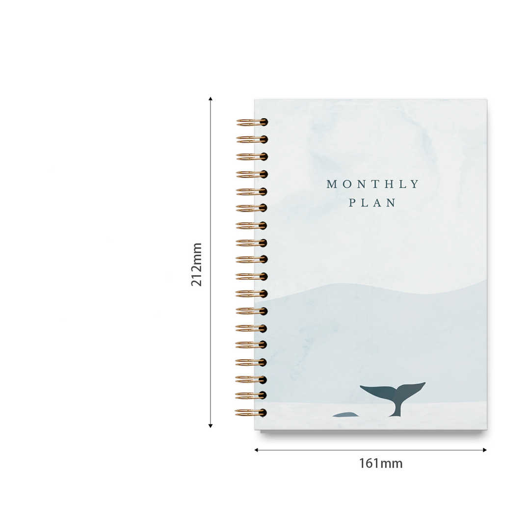 Ins Minimalism Style Monthly Planner Spiral Bound Notebook - Whale