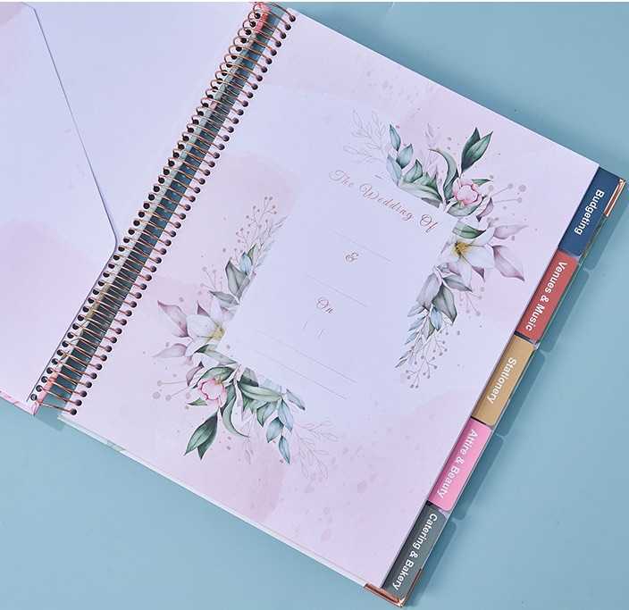 Romantic Flower Themed Wedding Planner Spiral Bound Notebook - Inside Pages