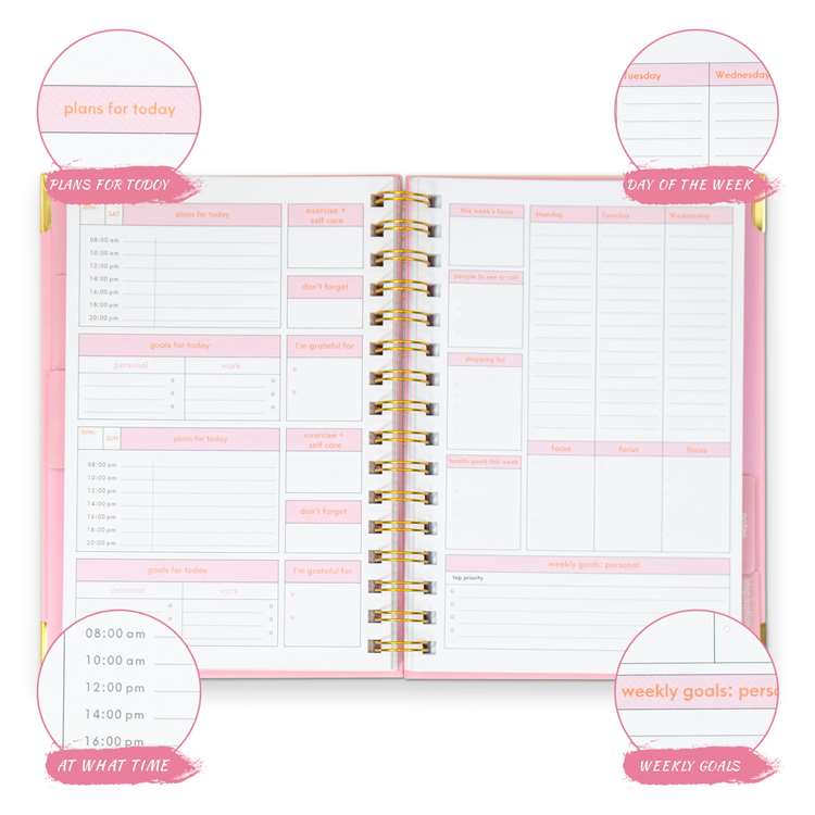 Pure Color Monthly Planner Spiral Bound Notebook with Gift Box - Inside Pages