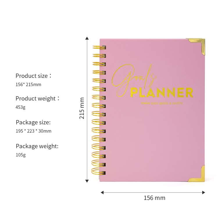 Pure Color Monthly Planner Spiral Bound Notebook with Gift Box - Pink