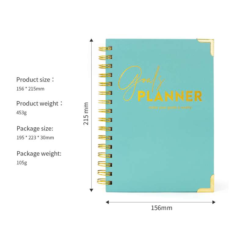 Pure Color Monthly Planner Spiral Bound Notebook with Gift Box - Green