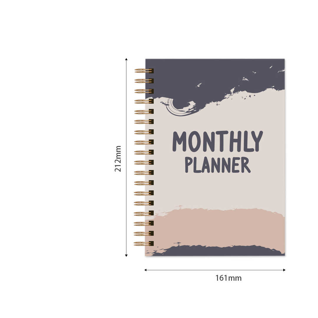 Abstract Pattern Monthly Planner Spiral Bound Notebook - Mountains