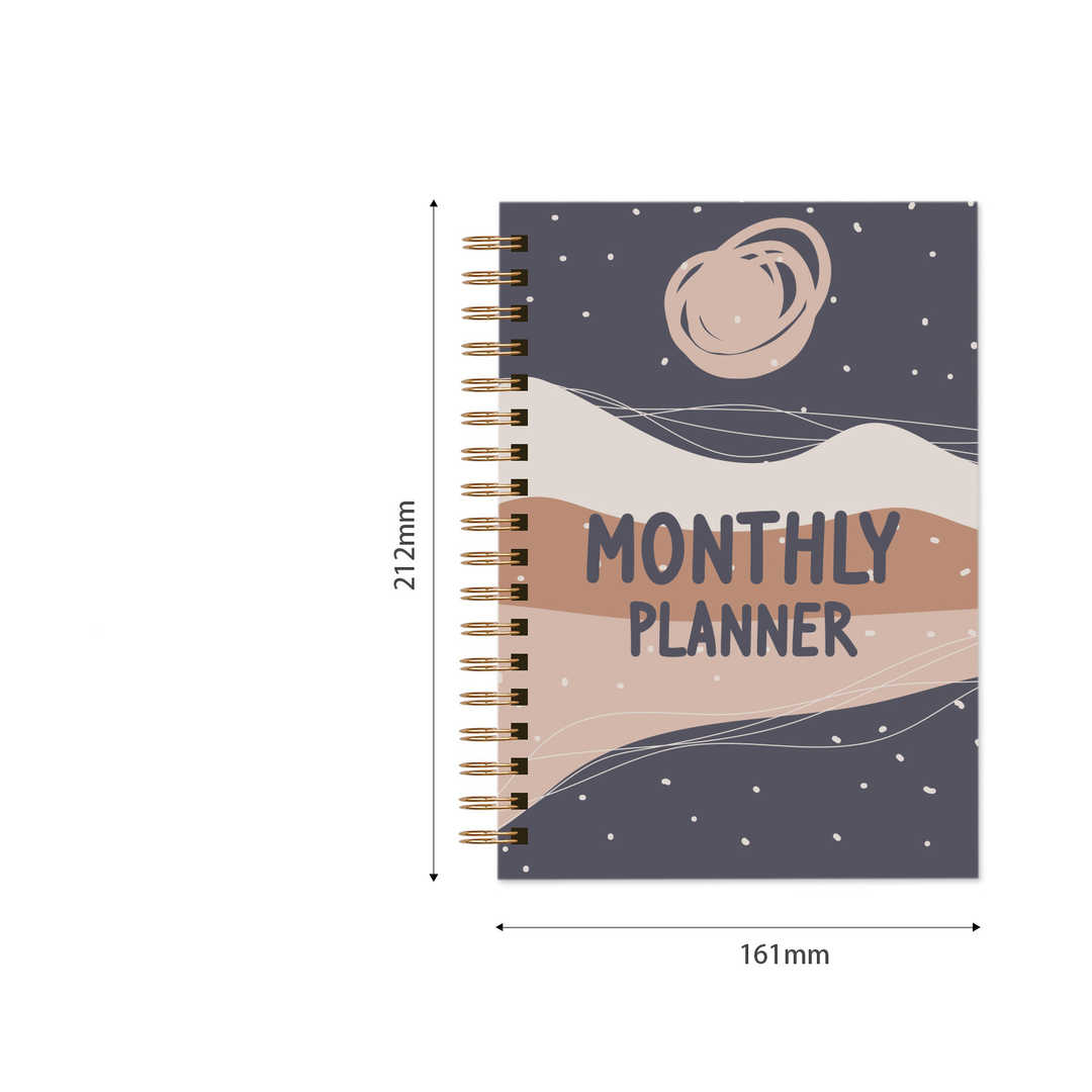 Abstract Pattern Monthly Planner Spiral Bound Notebook - Starry Sky