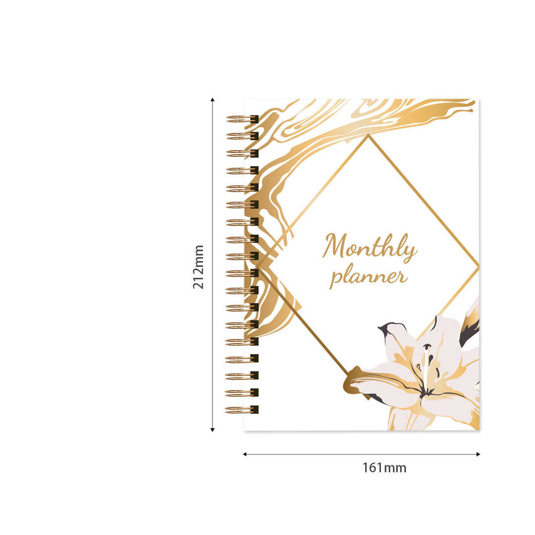 Abstract Pattern Monthly Planner Spiral Bound Notebook - Lily