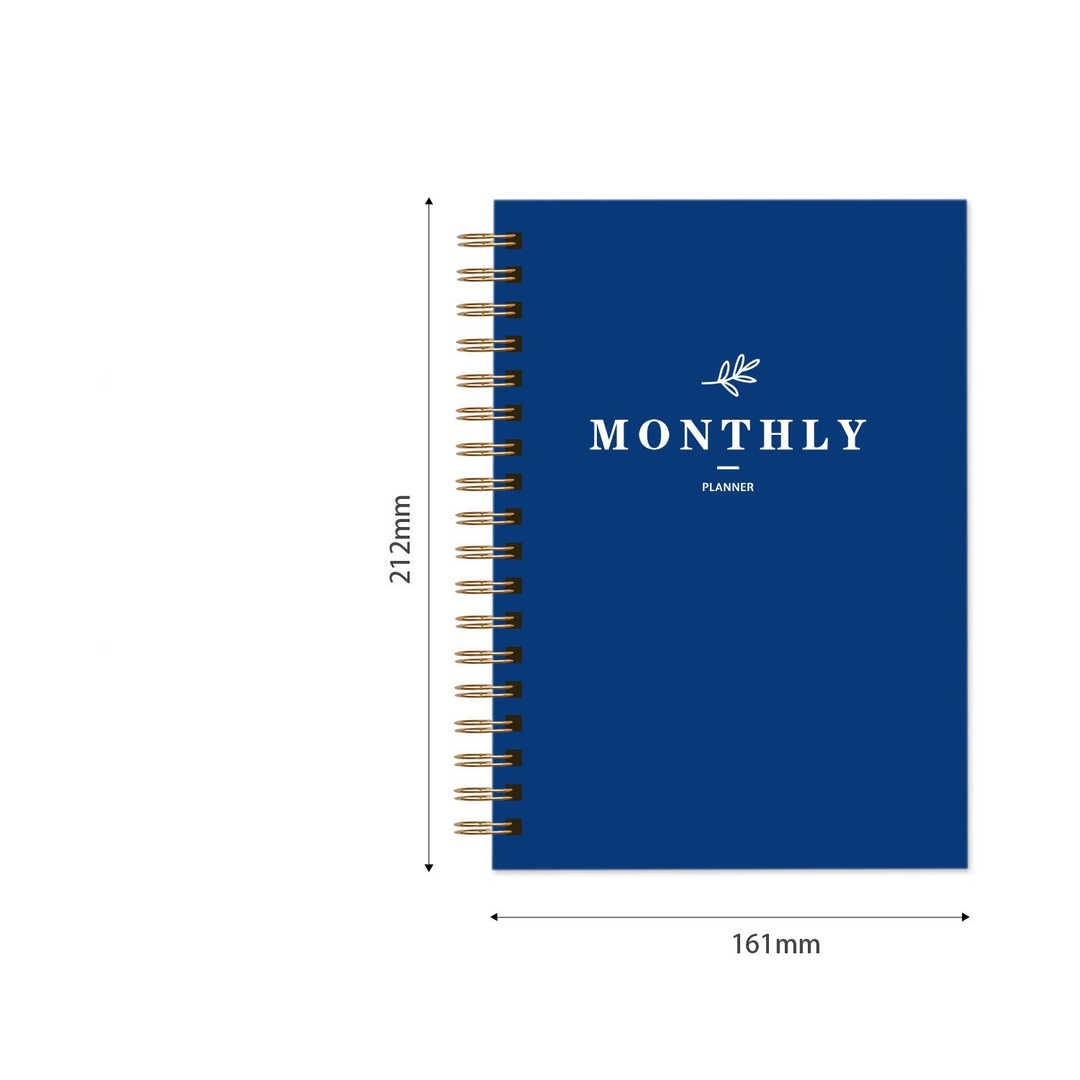 Vintage Pure Color Monthly Planner Spiral Bound Notebook - Vintage Blue