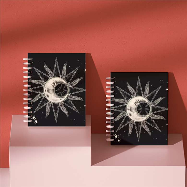 Mysterious Star and Moon Spiral Bound Notebook - Cover Design