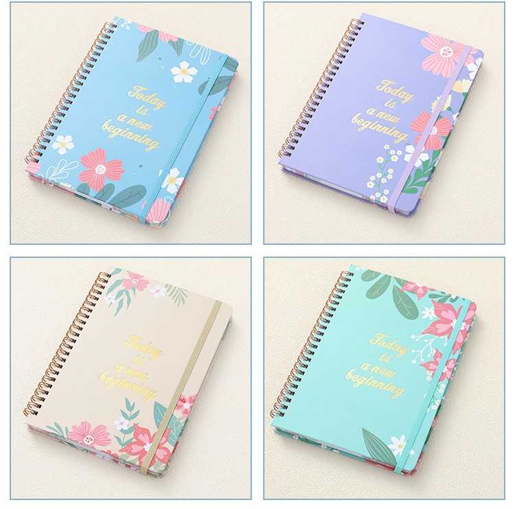 Fresh Flower Daily Planner Spiral Bound Notebook with Strap - Colors