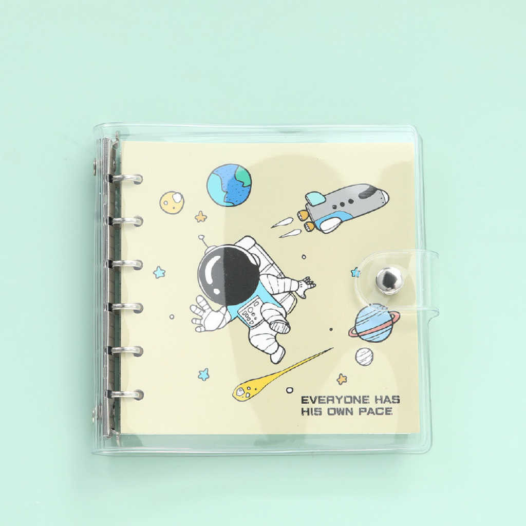 Cartoon Square Loose-Leaf Pocket Spiral Bound Notebook - Yellow Astronaut