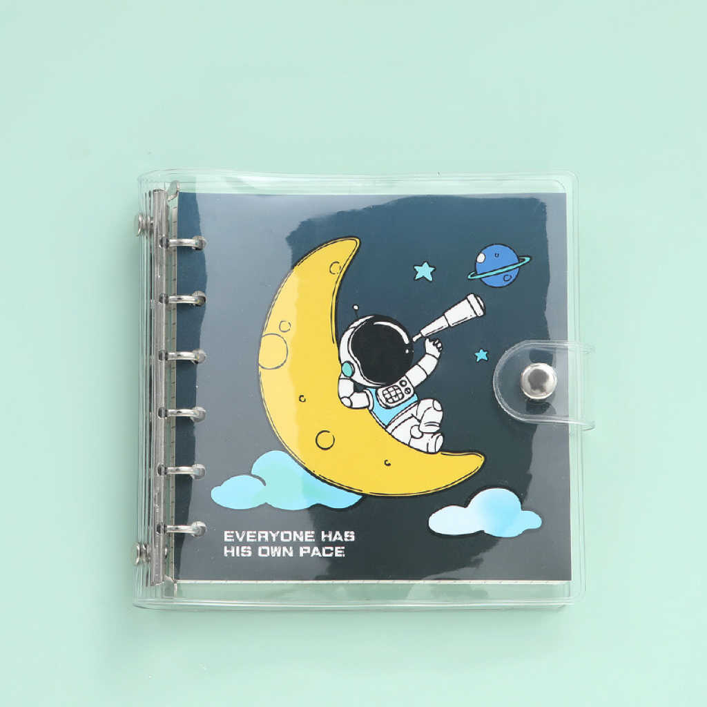Cartoon Square Loose-Leaf Pocket Spiral Bound Notebook - Blue Astronaut