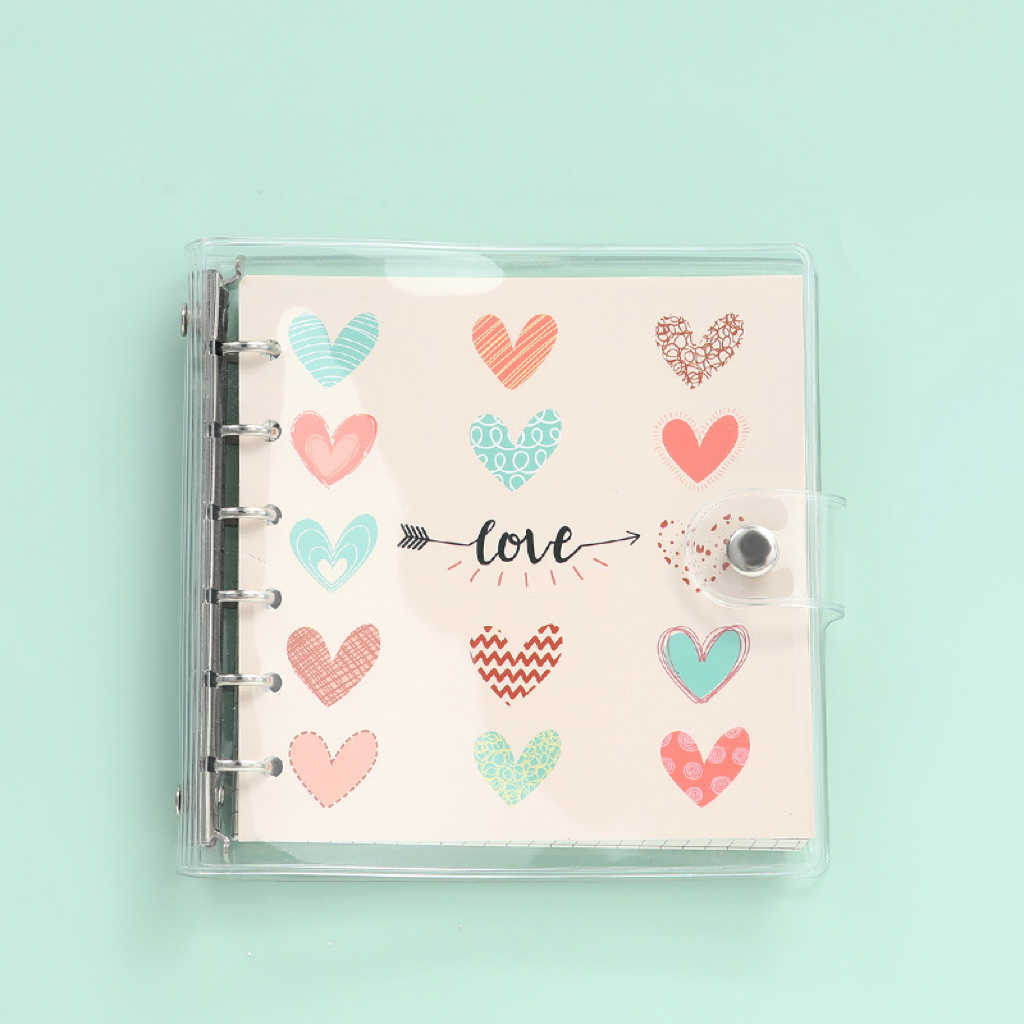 Cartoon Square Loose-Leaf Pocket Spiral Bound Notebook - Heart