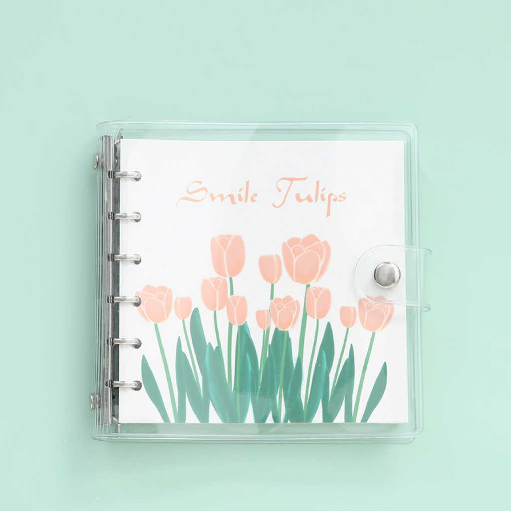 Cartoon Square Loose-Leaf Pocket Spiral Bound Notebook - Flowers
