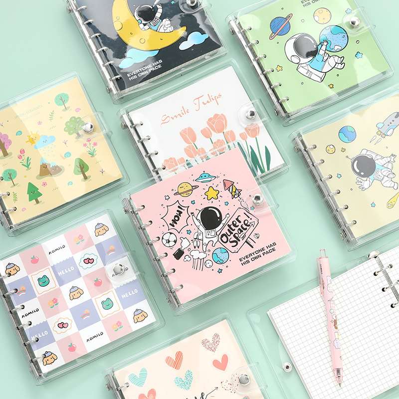 Cartoon Square Loose-Leaf Pocket Spiral Bound Notebook