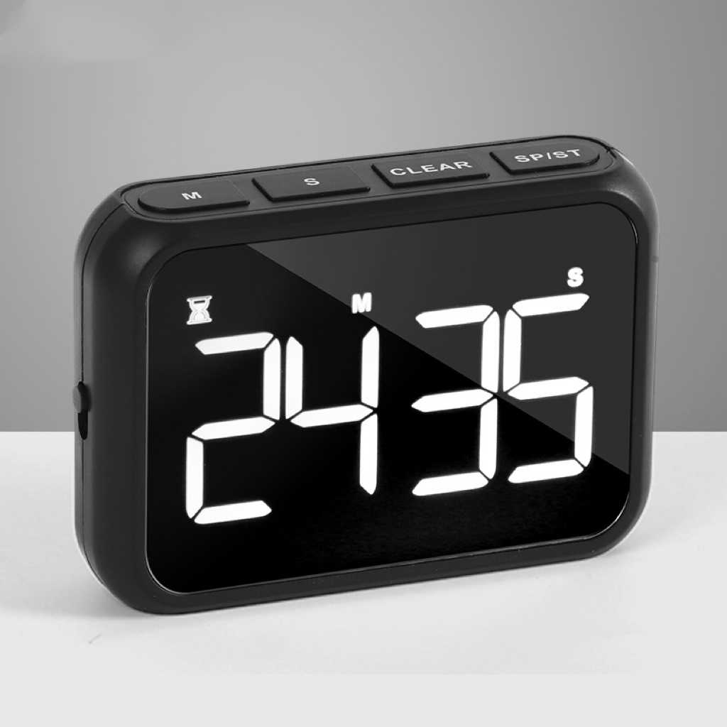 LED Display Rechargeable Digital Timer in Black