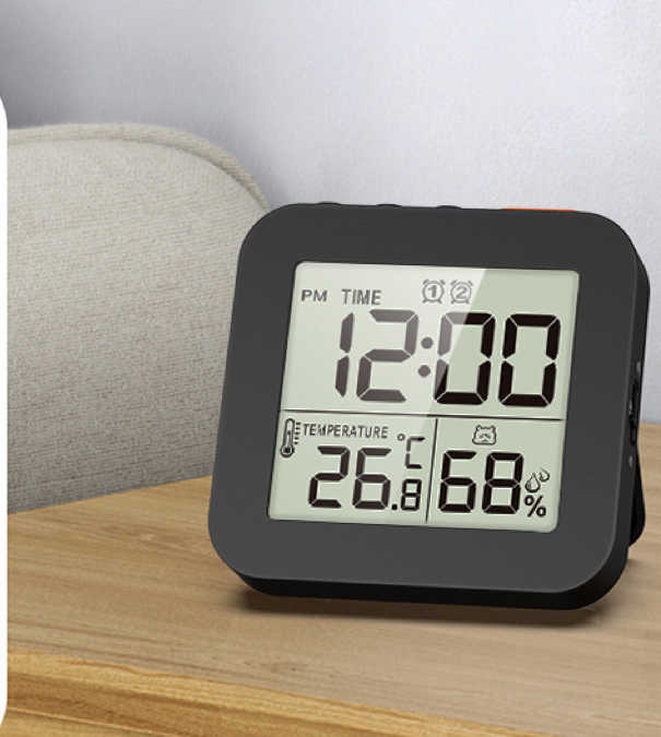 LCD Digital Hygrometer and Timer - Black