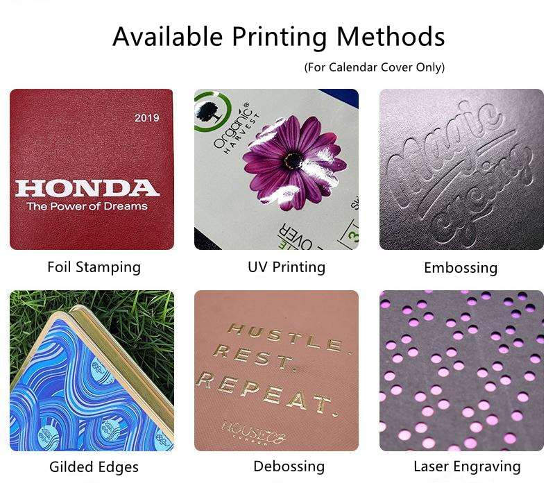 Full Custom Desktop Calendar - Printing Methods for Cover