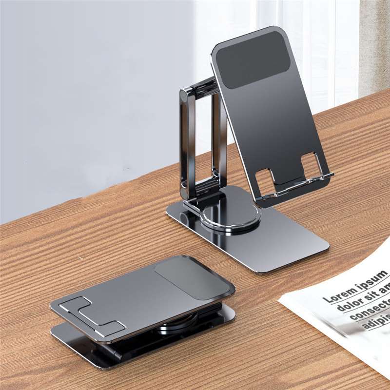 Luxurious Triple Folds Swivel Phone Stand - Gray